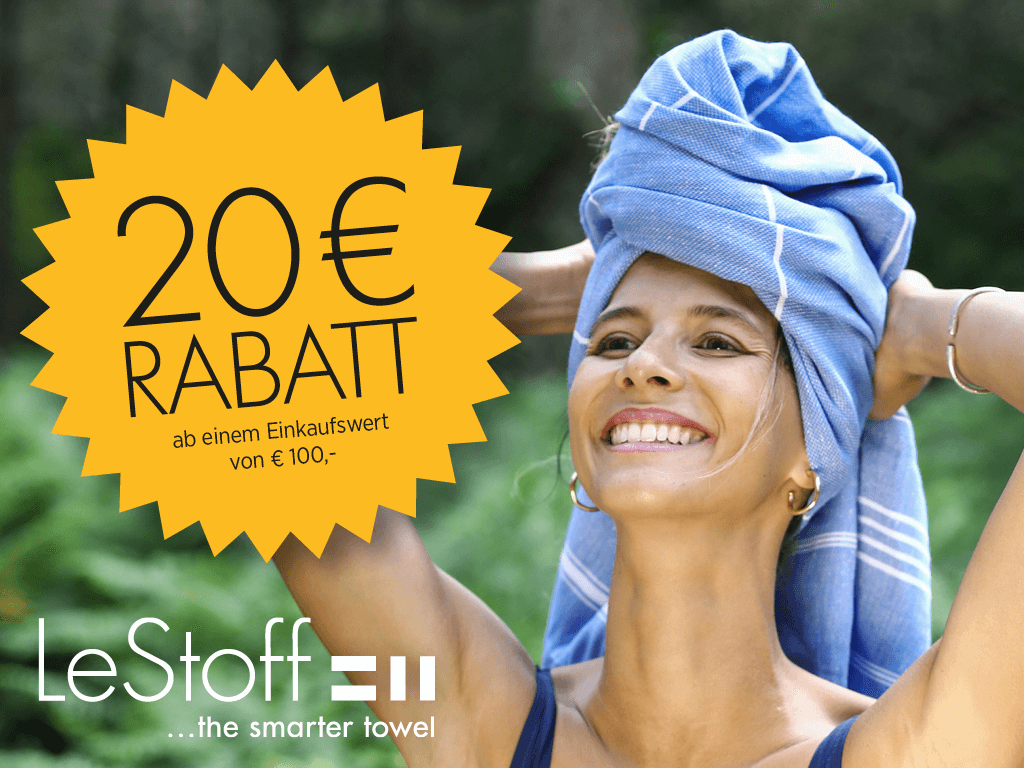 20 EUR Rabatt auf nachhaltige Badetücher!