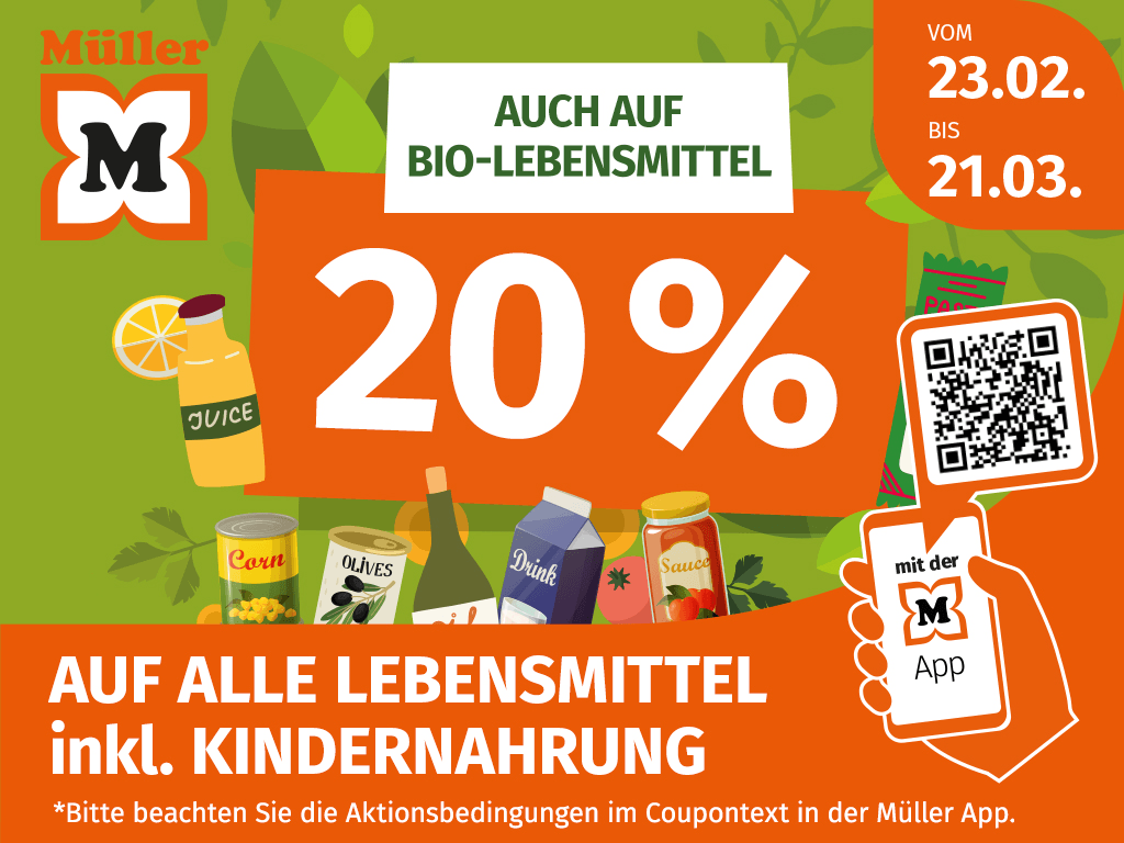 20% auf alle Lebensmittel