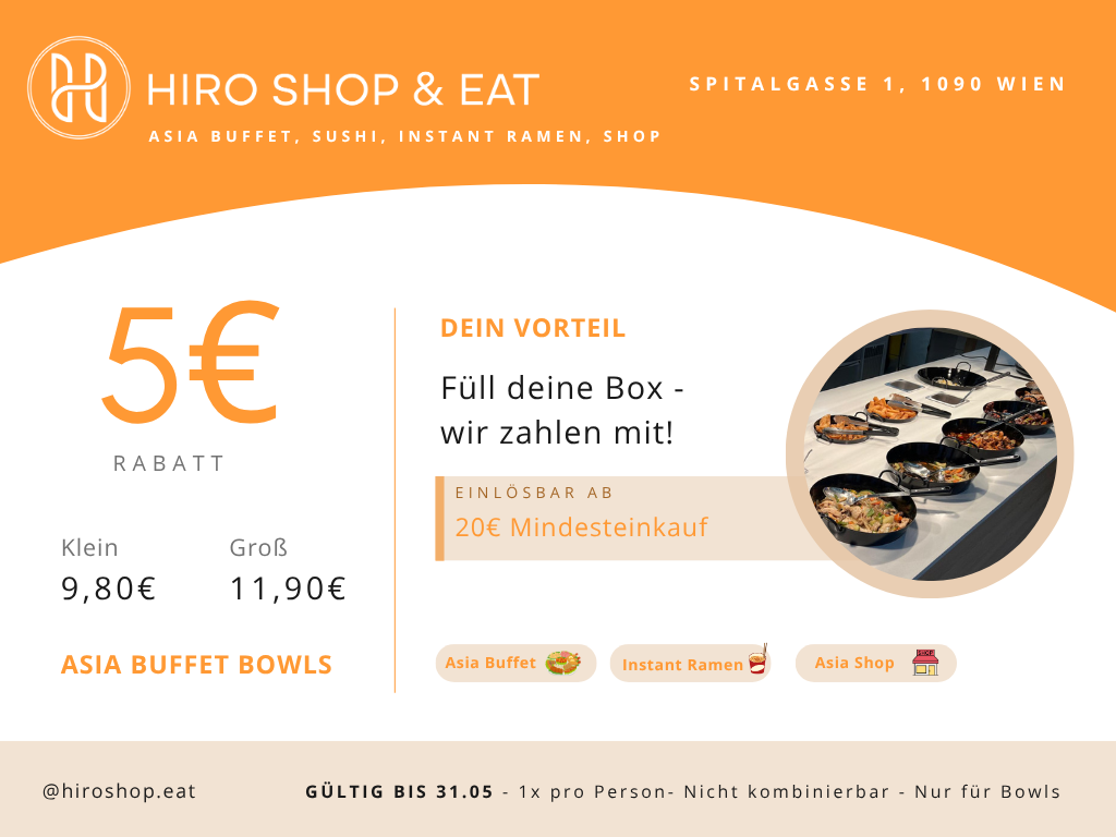 5€ Rabatt auf dein Asia-Buffet-Erlebnis!